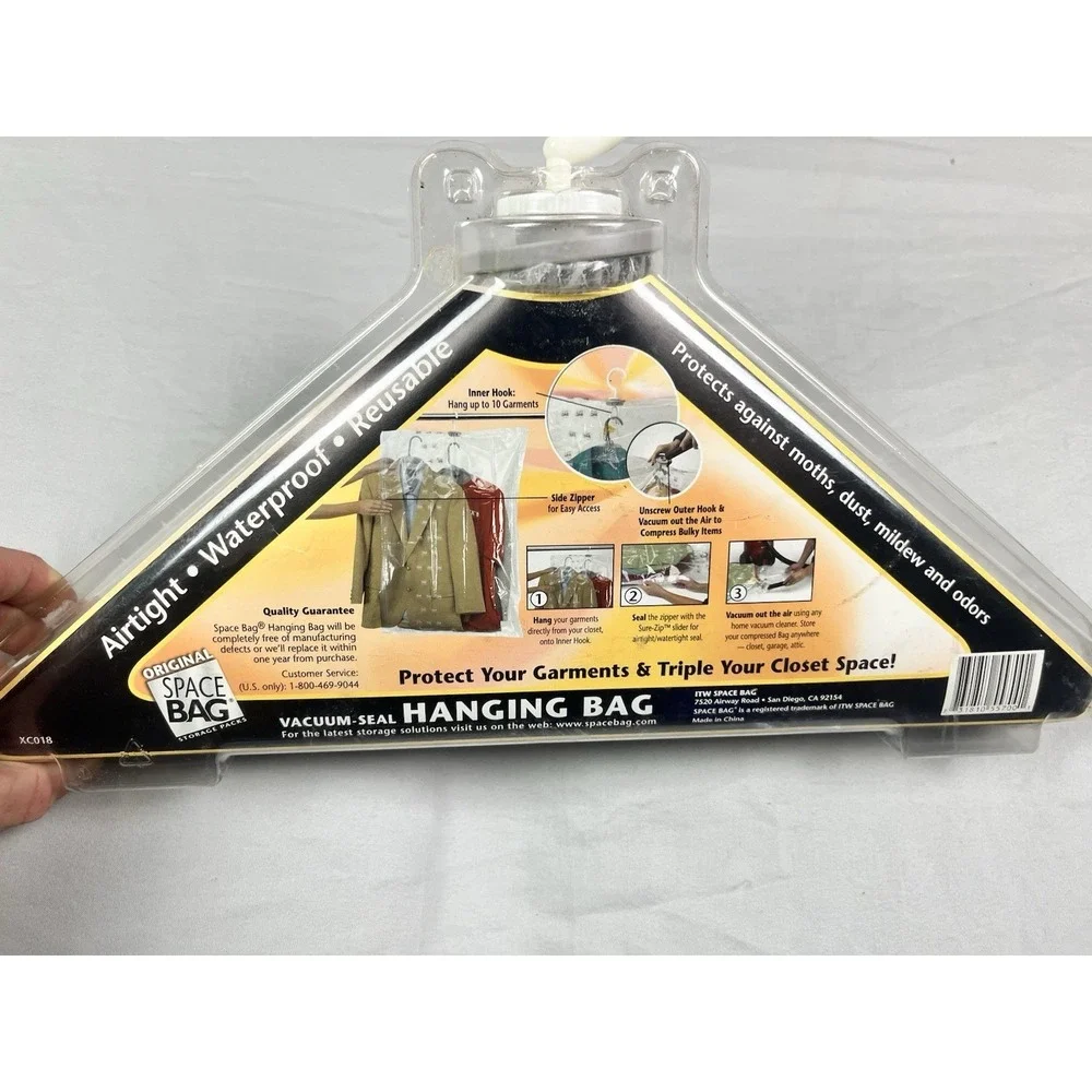 Space Bag Vacuum Seal Closet Hanging Bag Coat Jacket Suit Dress Clothing Storage